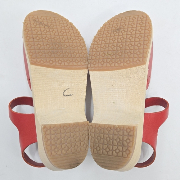 Sandgrens Milan‎ Red Clog Shoes Wooden Heels - Picture 9 of 14